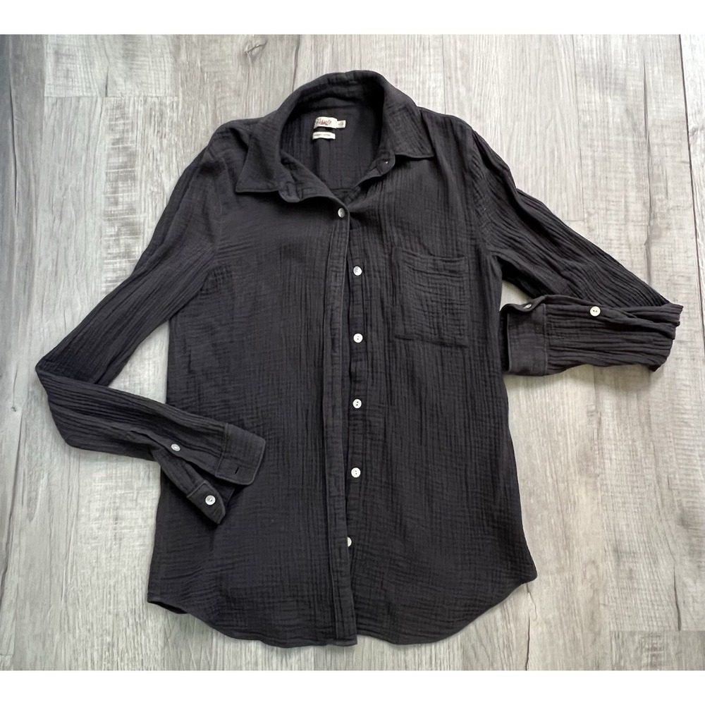 Faherty Sunwashed Knit Shirt in Washed Black/Gray Size XS 100% Organic Cotton